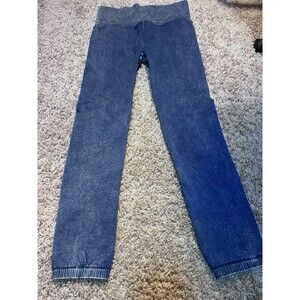 Free People Women’s M/L Blue Laser Cut High Rise Burnout Legging Boho Loungewear